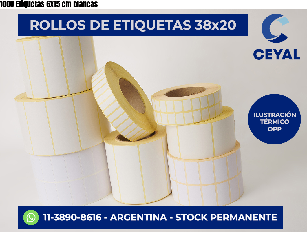 1000 Etiquetas 6×15 cm blancas