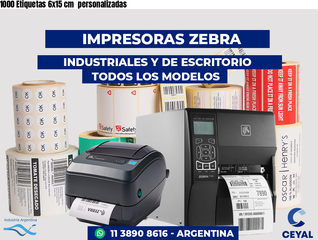1000 Etiquetas 6x15 cm  personalizadas