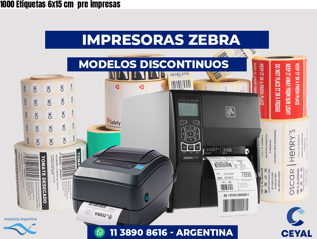 1000 Etiquetas 6x15 cm  pre impresas