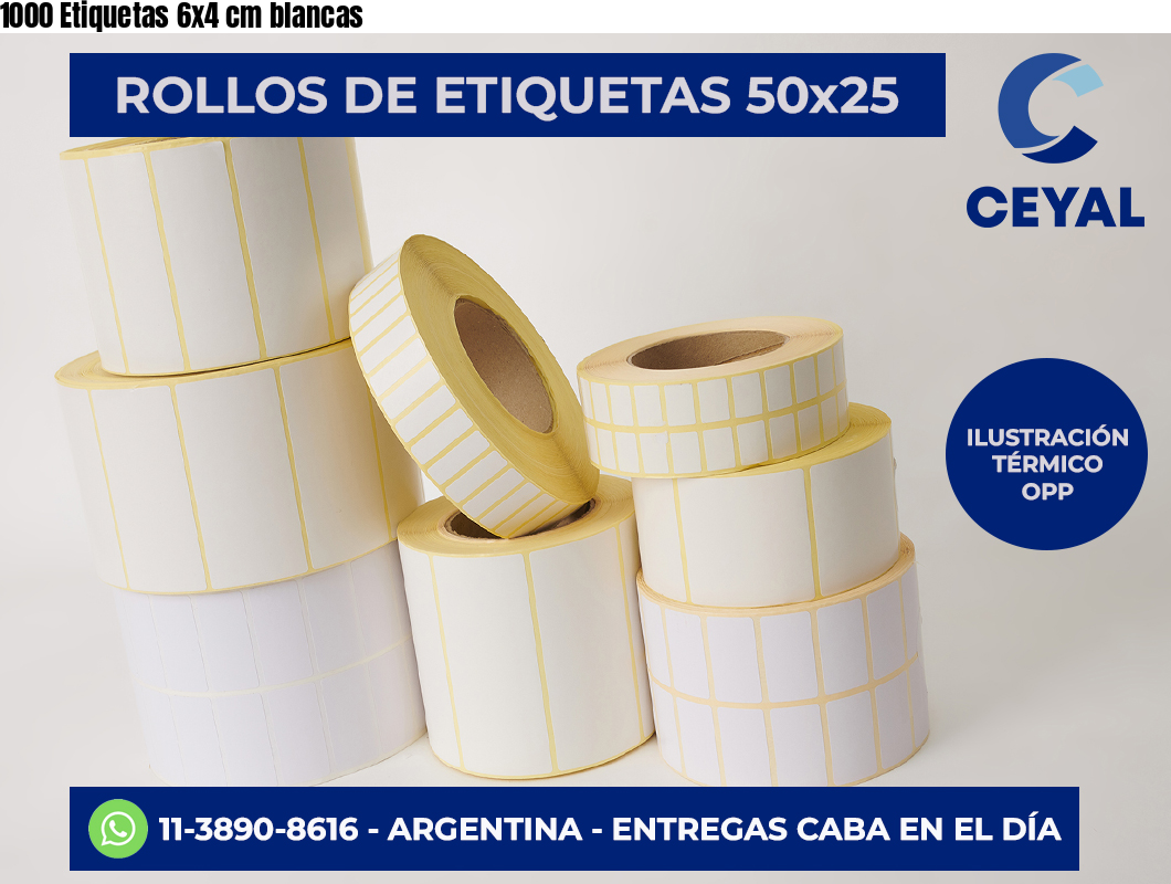 1000 Etiquetas 6×4 cm blancas
