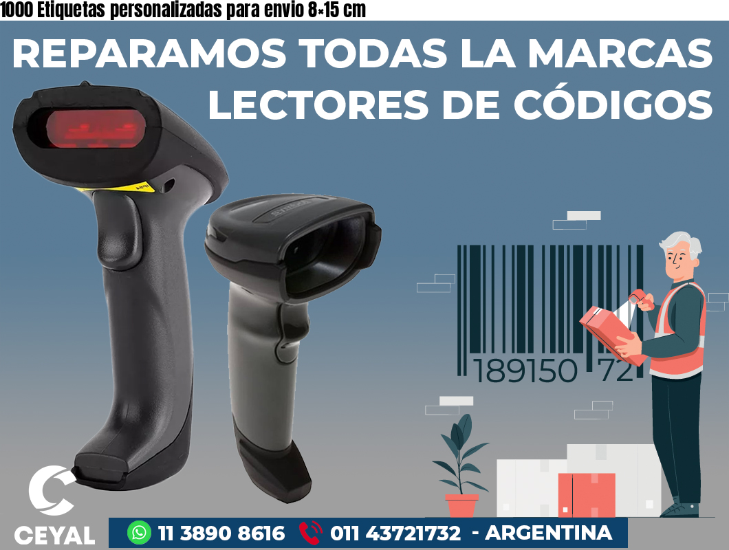 1000 Etiquetas personalizadas para envio 8×15 cm