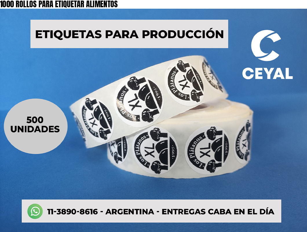 1000 ROLLOS PARA ETIQUETAR ALIMENTOS