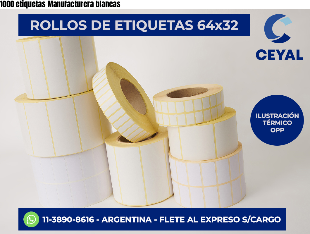 1000 etiquetas Manufacturera blancas