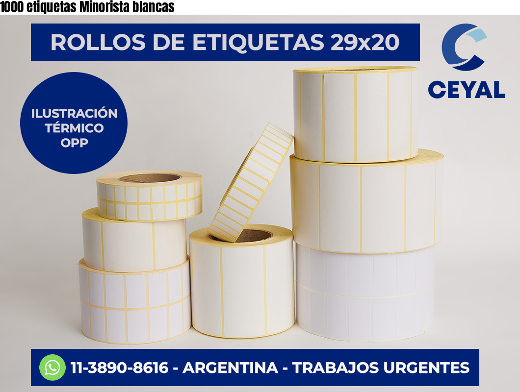 1000 etiquetas Minorista blancas