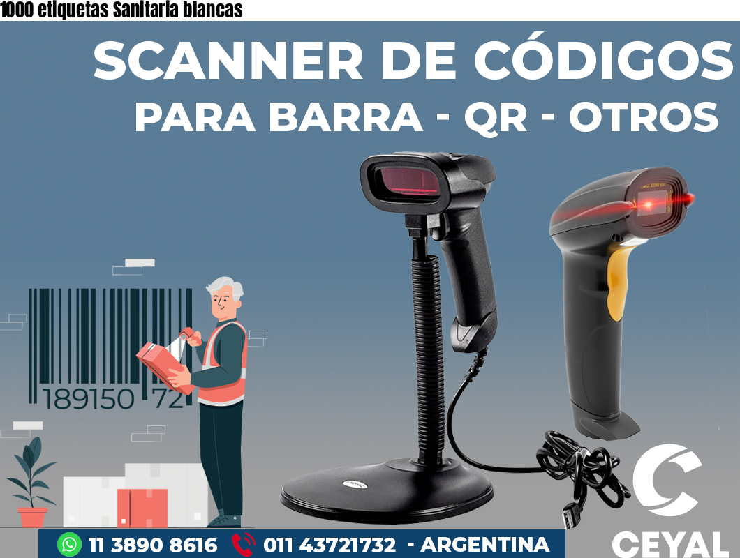 1000 etiquetas Sanitaria blancas