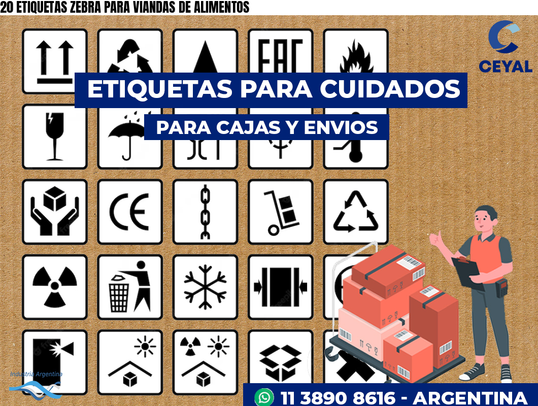 20 ETIQUETAS ZEBRA PARA VIANDAS DE ALIMENTOS