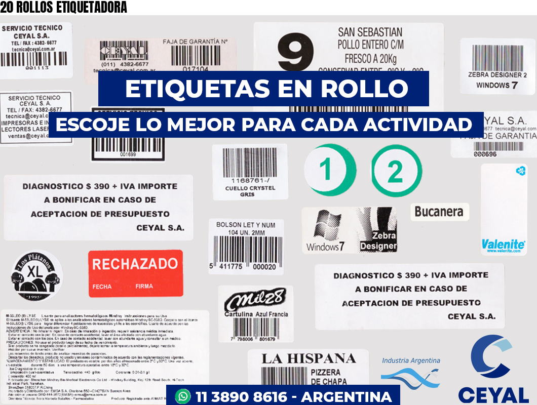 20 ROLLOS ETIQUETADORA