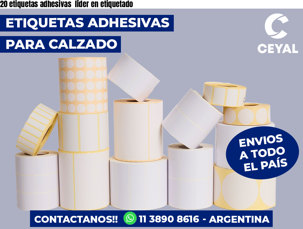20 etiquetas adhesivas  líder en etiquetado