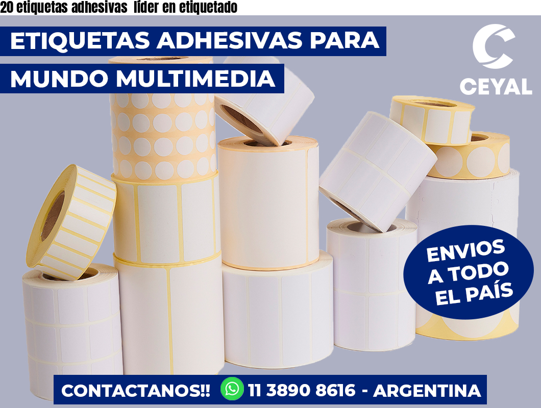 20 etiquetas adhesivas  líder en etiquetado