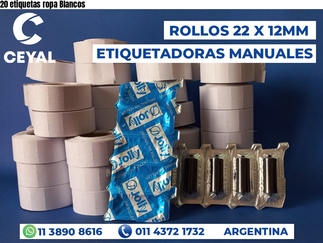 20 etiquetas ropa Blancos
