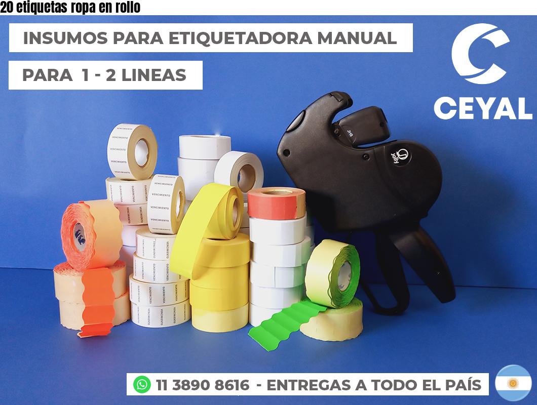 20 etiquetas ropa en rollo