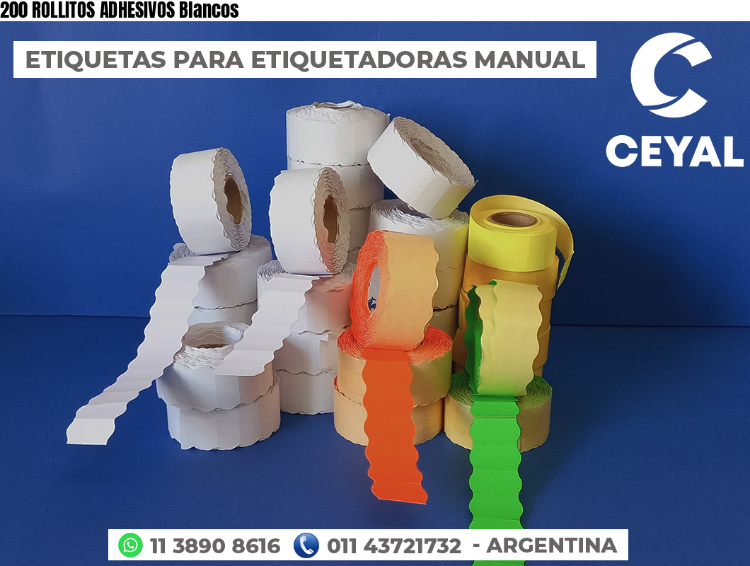 200 ROLLITOS ADHESIVOS Blancos