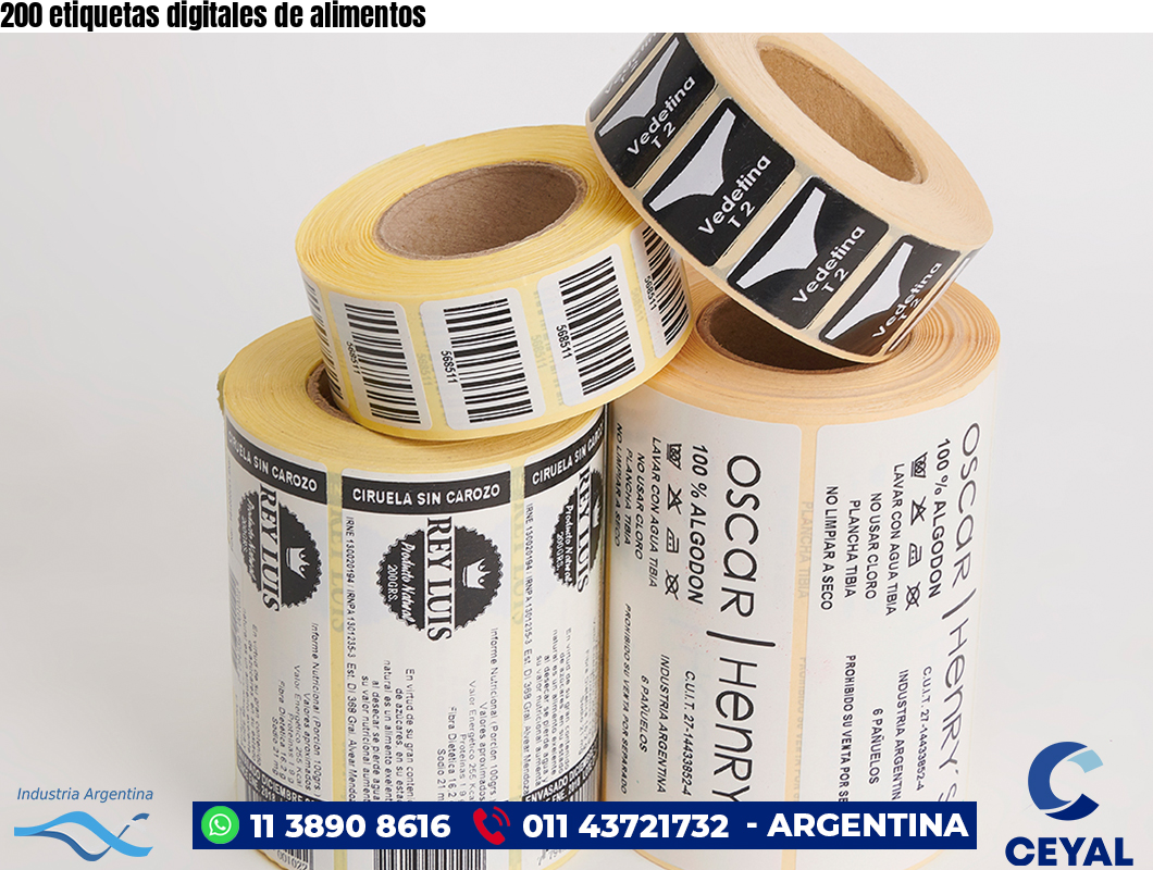 200 etiquetas digitales de alimentos