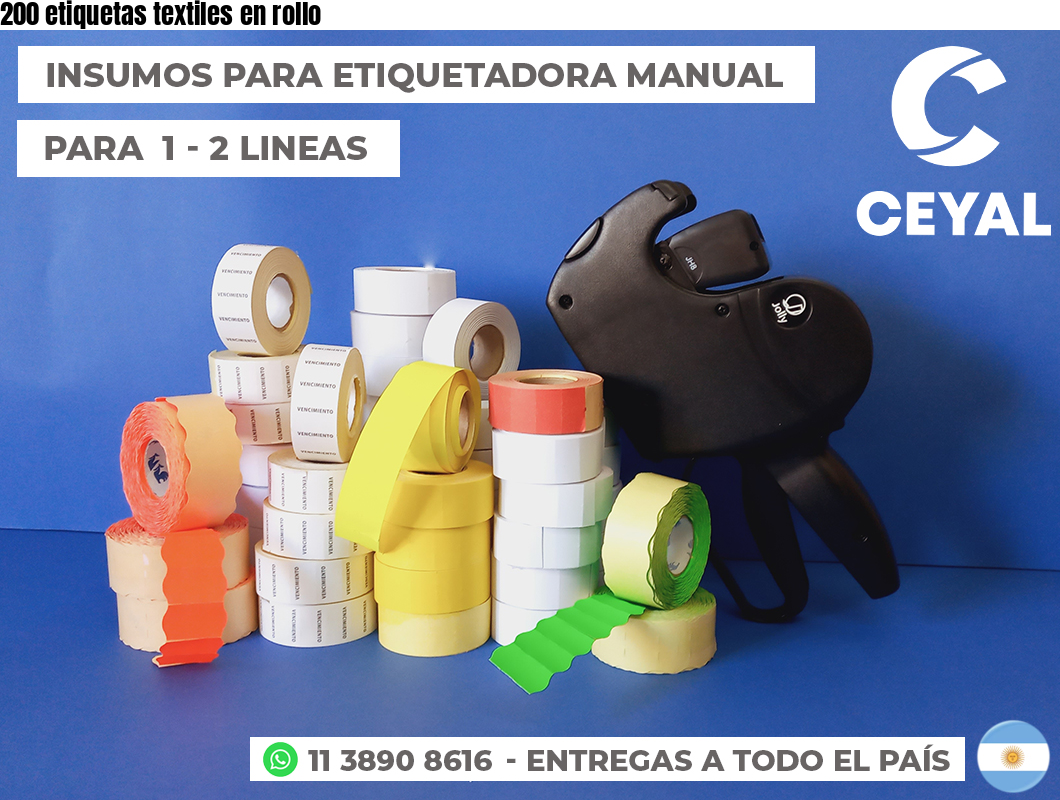 200 etiquetas textiles en rollo