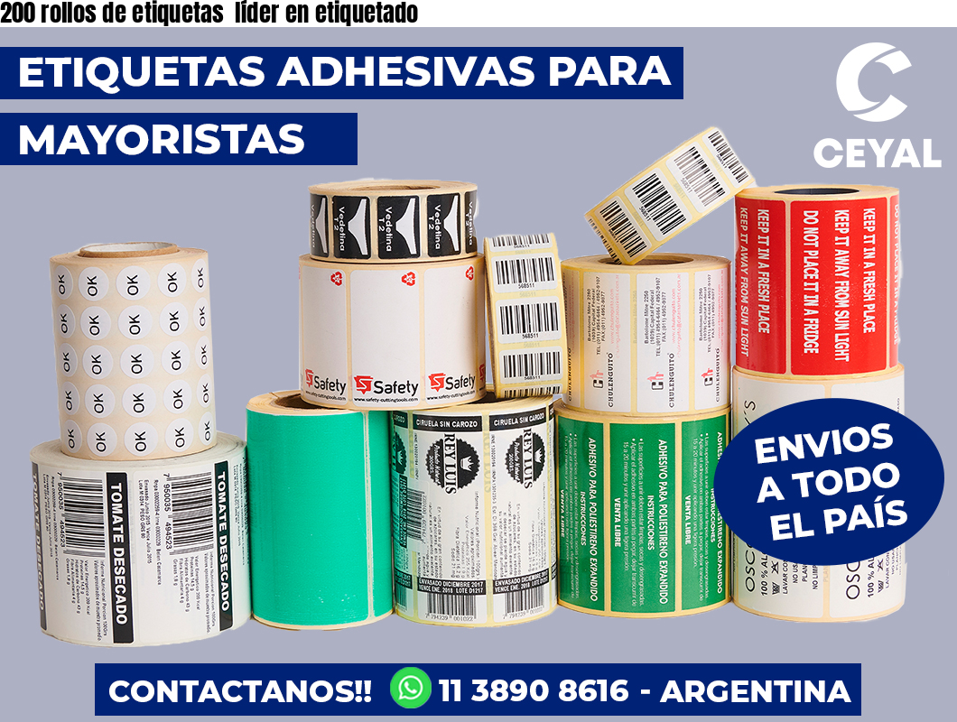 200 rollos de etiquetas  líder en etiquetado