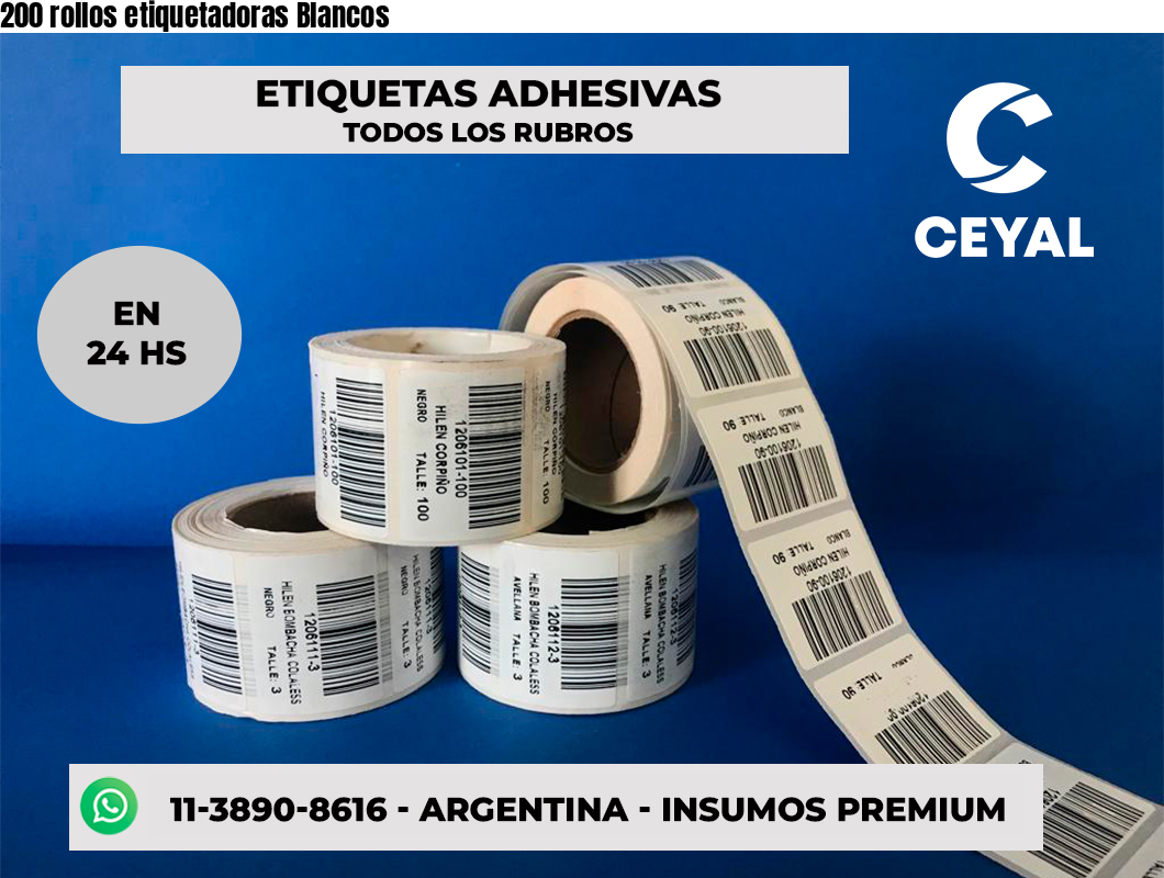 200 rollos etiquetadoras Blancos