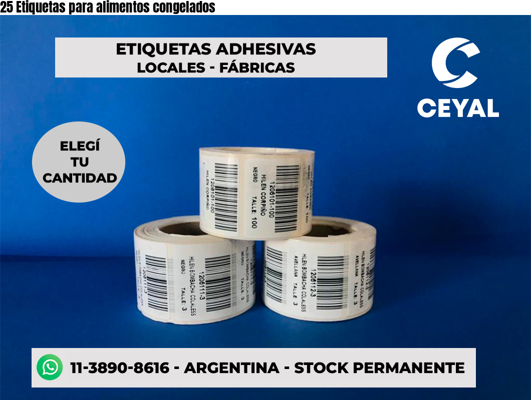 25 Etiquetas para alimentos congelados