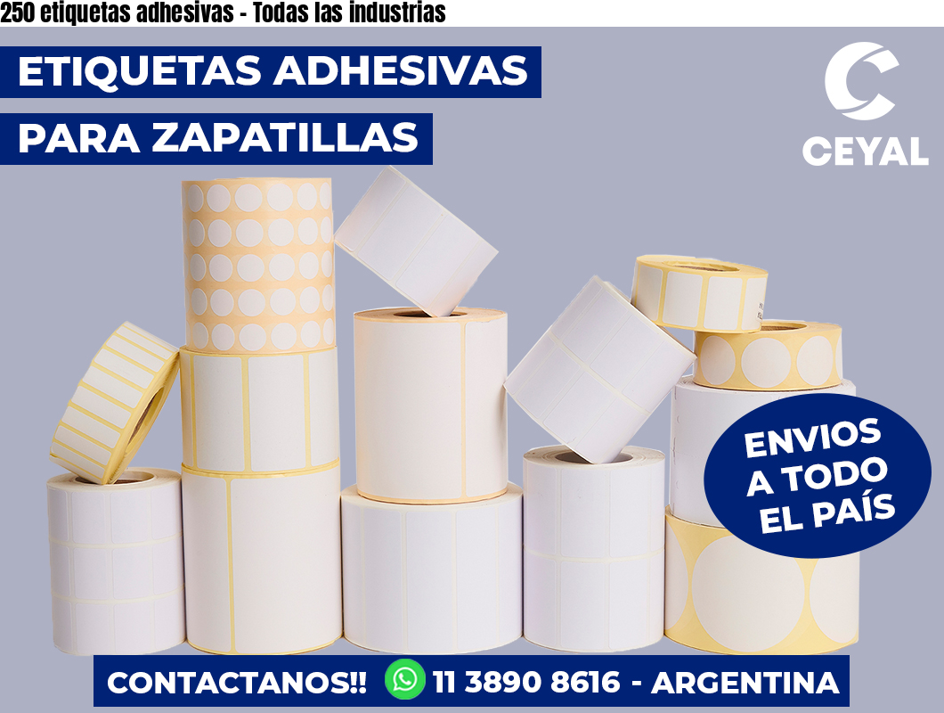 250 etiquetas adhesivas - Todas las industrias