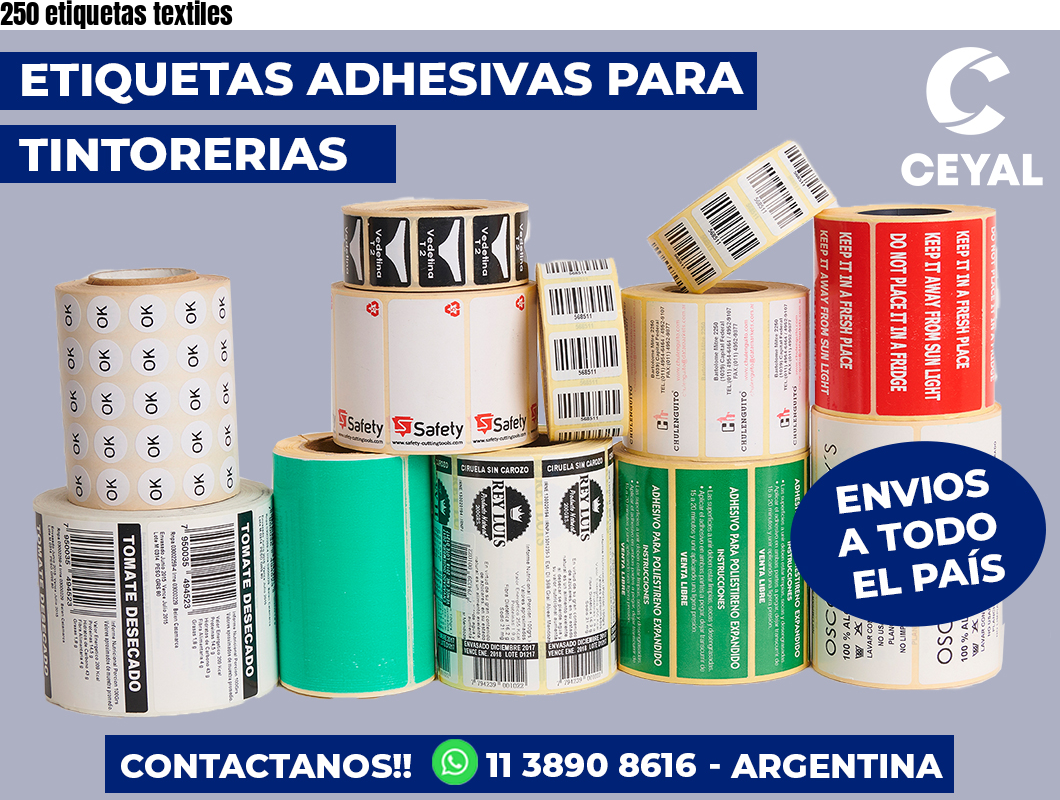 250 etiquetas textiles