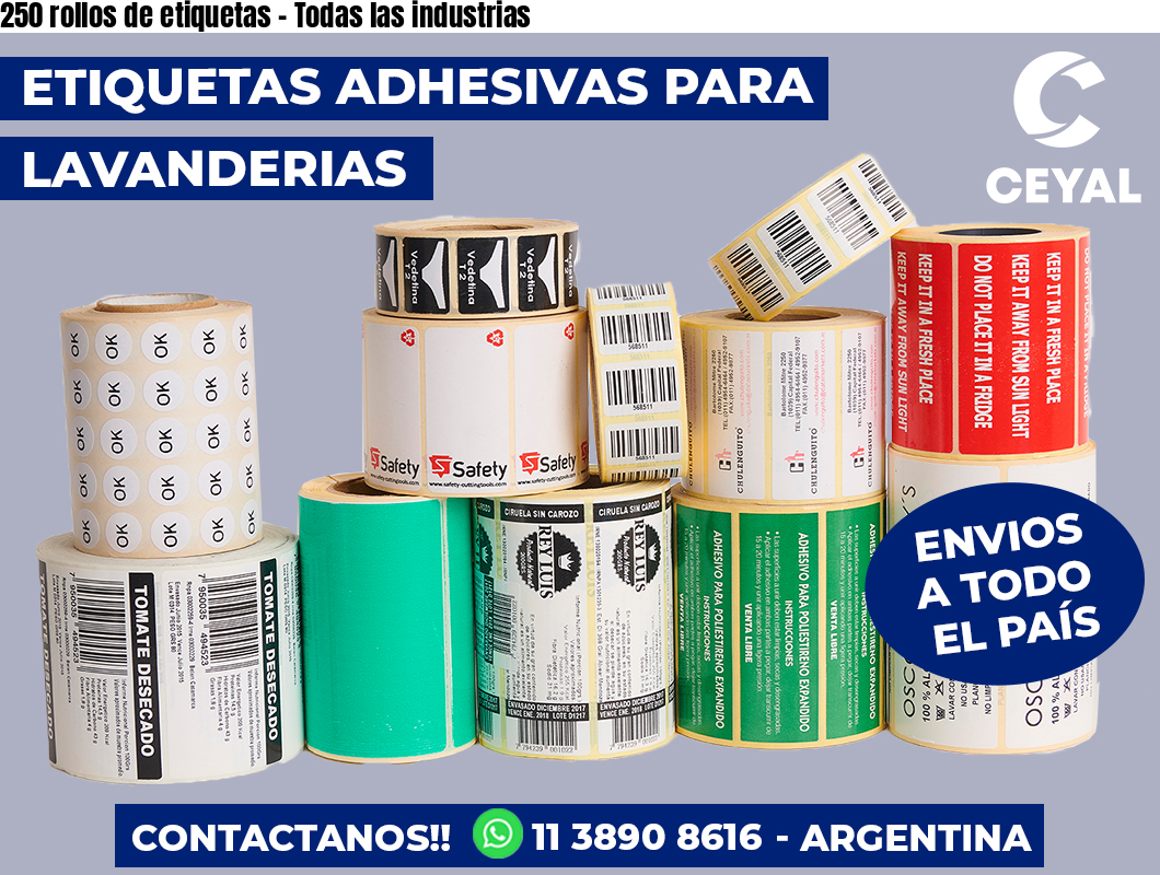 250 rollos de etiquetas - Todas las industrias