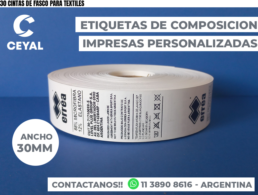 30 CINTAS DE FASCO PARA TEXTILES