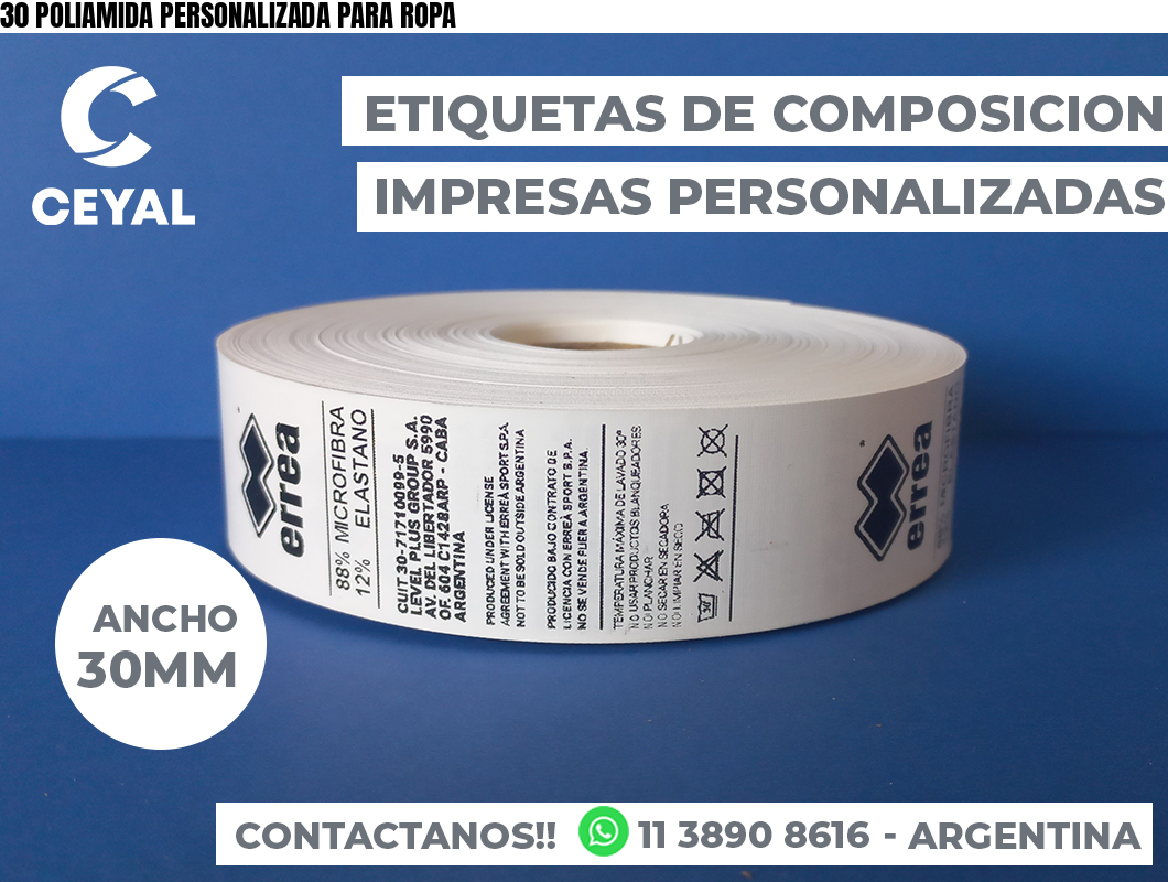 30 POLIAMIDA PERSONALIZADA PARA ROPA