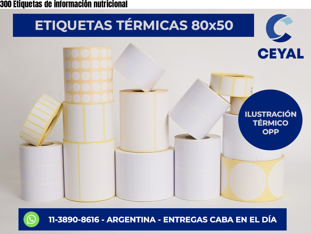 300 Etiquetas de información nutricional