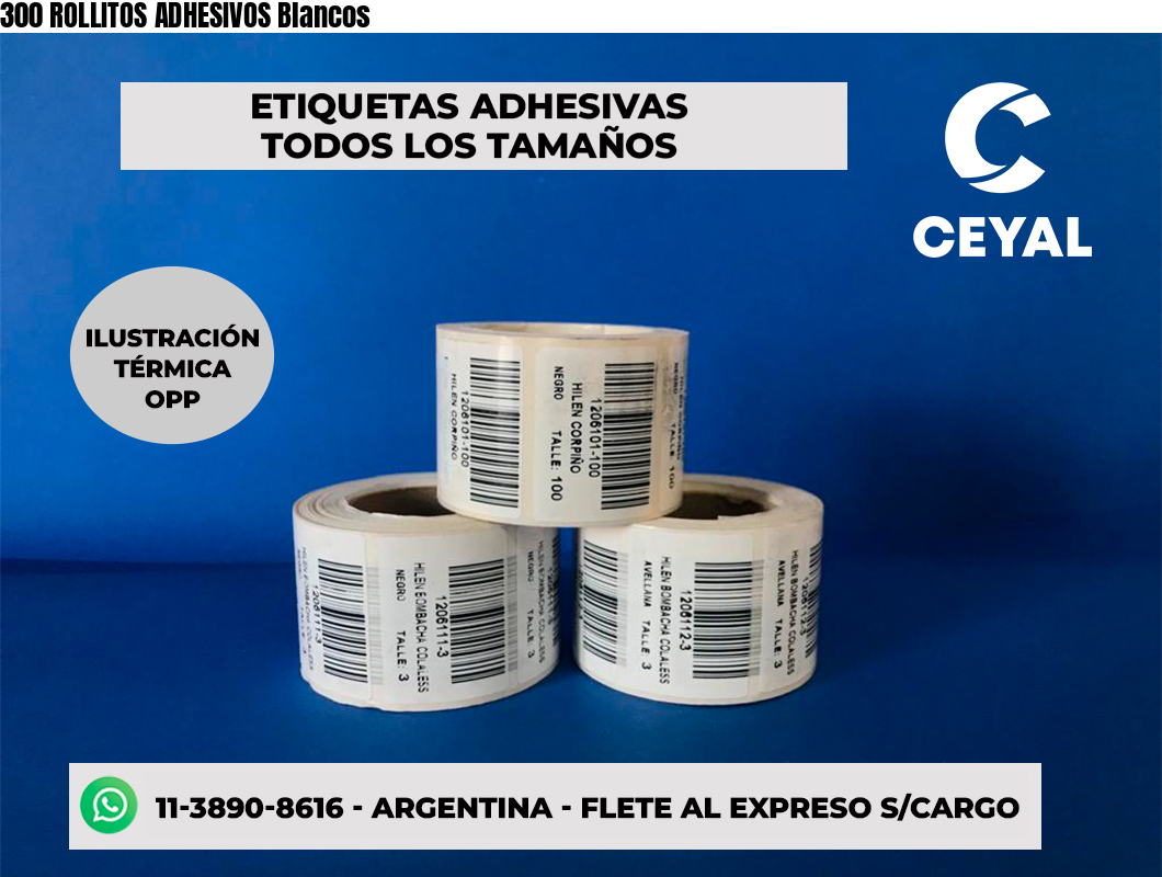 300 ROLLITOS ADHESIVOS Blancos