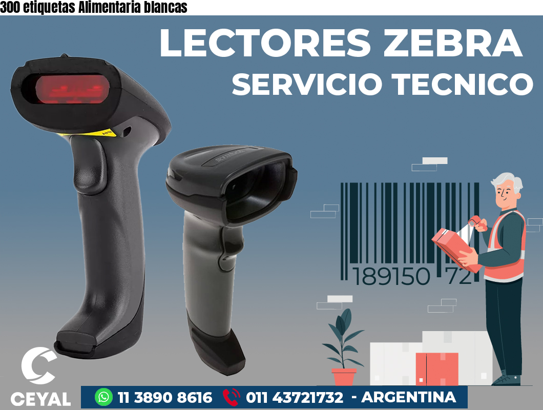 300 etiquetas Alimentaria blancas
