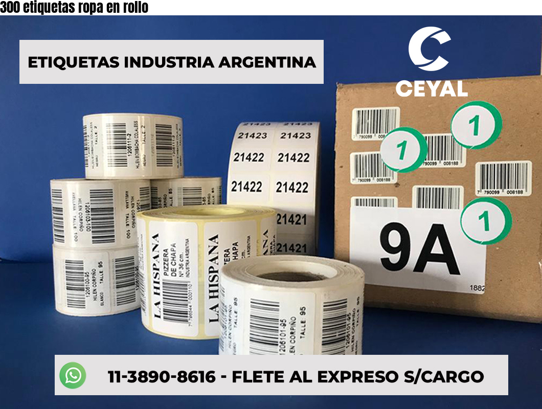 300 etiquetas ropa en rollo