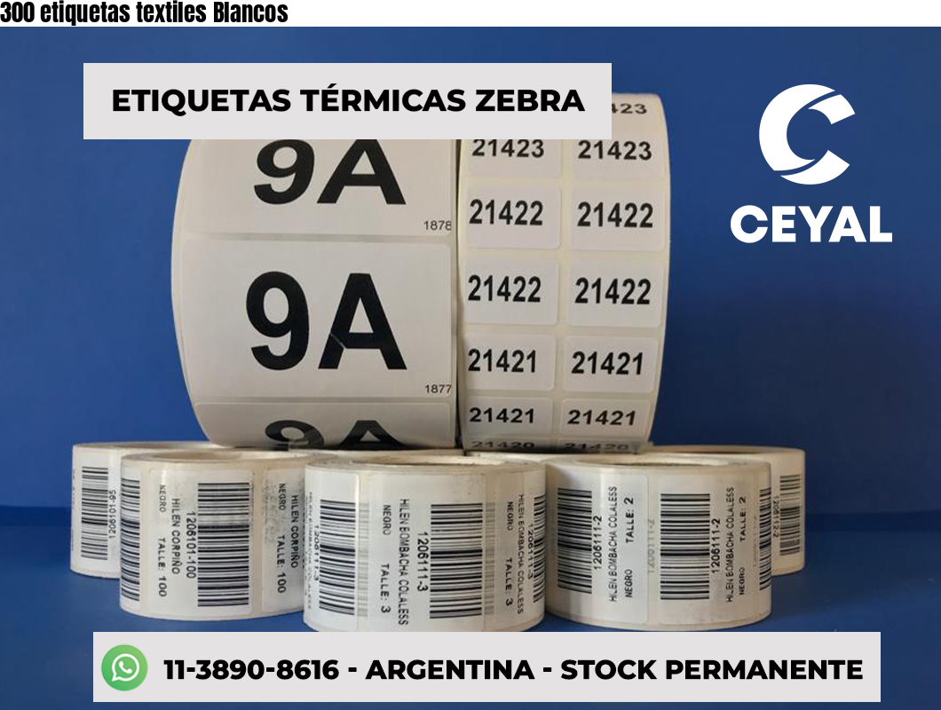 300 etiquetas textiles Blancos