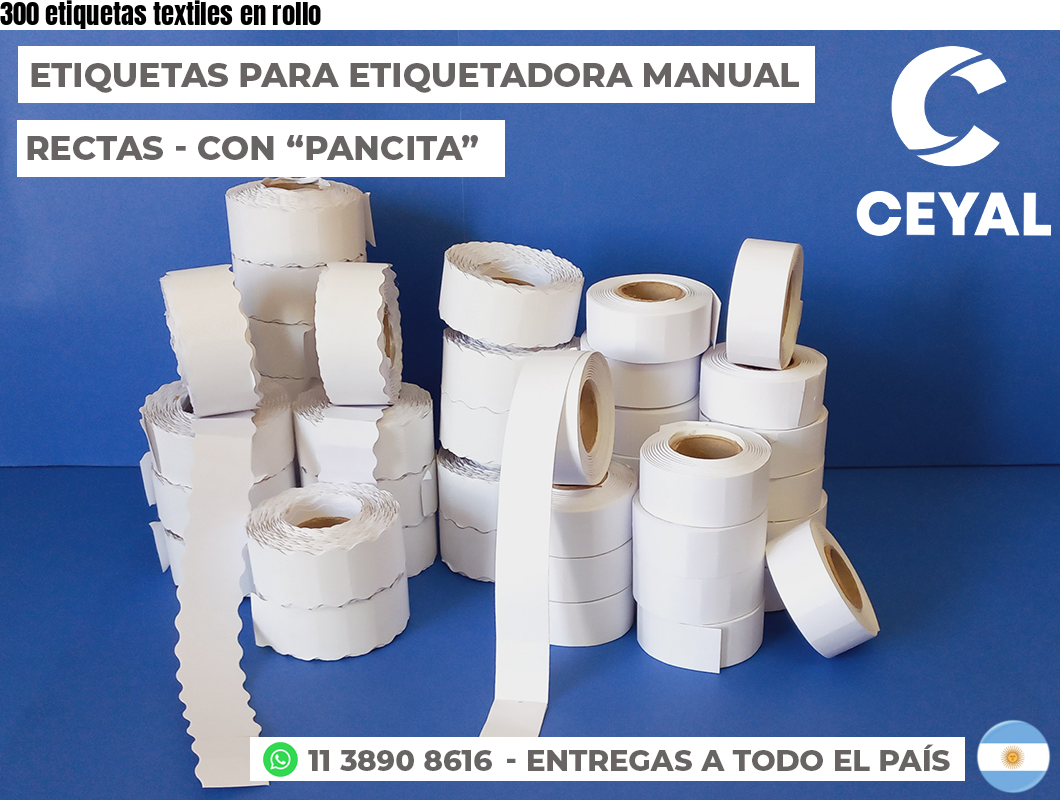 300 etiquetas textiles en rollo