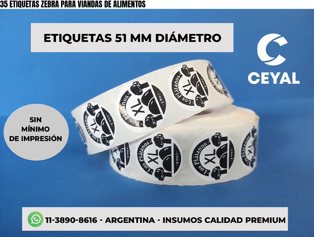 35 ETIQUETAS ZEBRA PARA VIANDAS DE ALIMENTOS