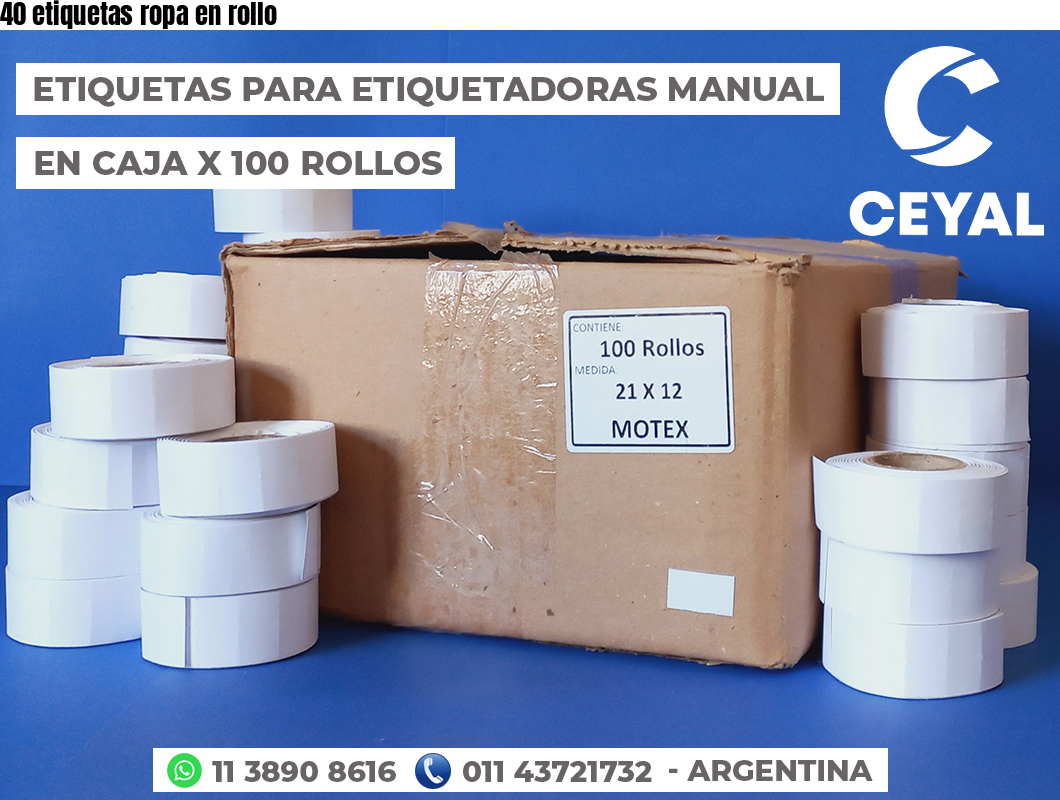 40 etiquetas ropa en rollo