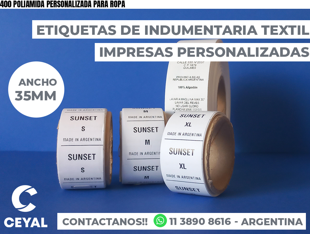 400 POLIAMIDA PERSONALIZADA PARA ROPA