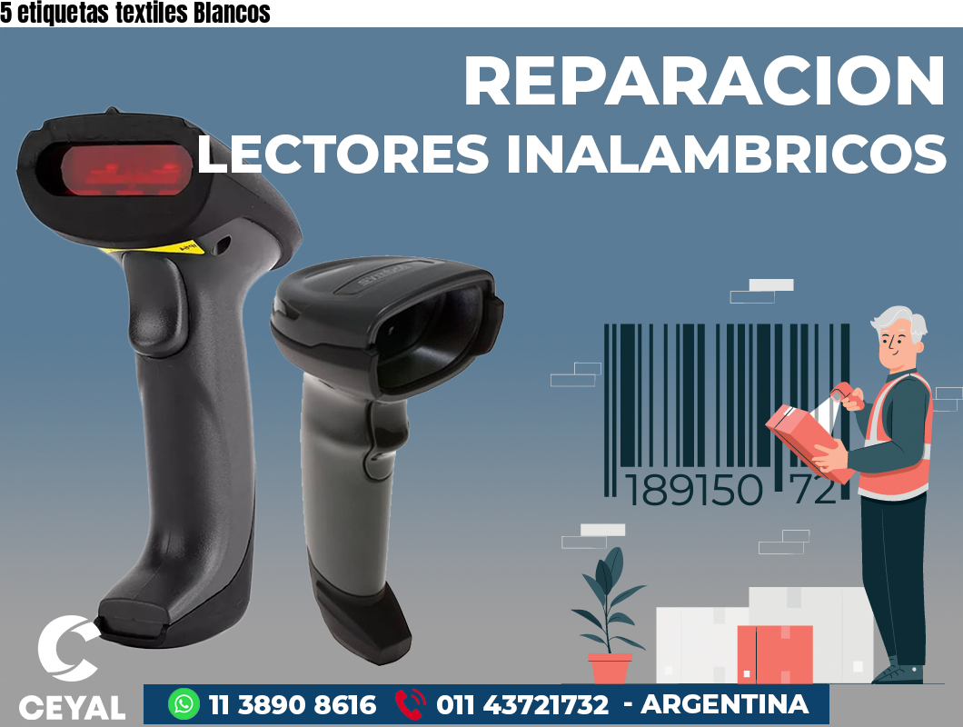 5 etiquetas textiles Blancos