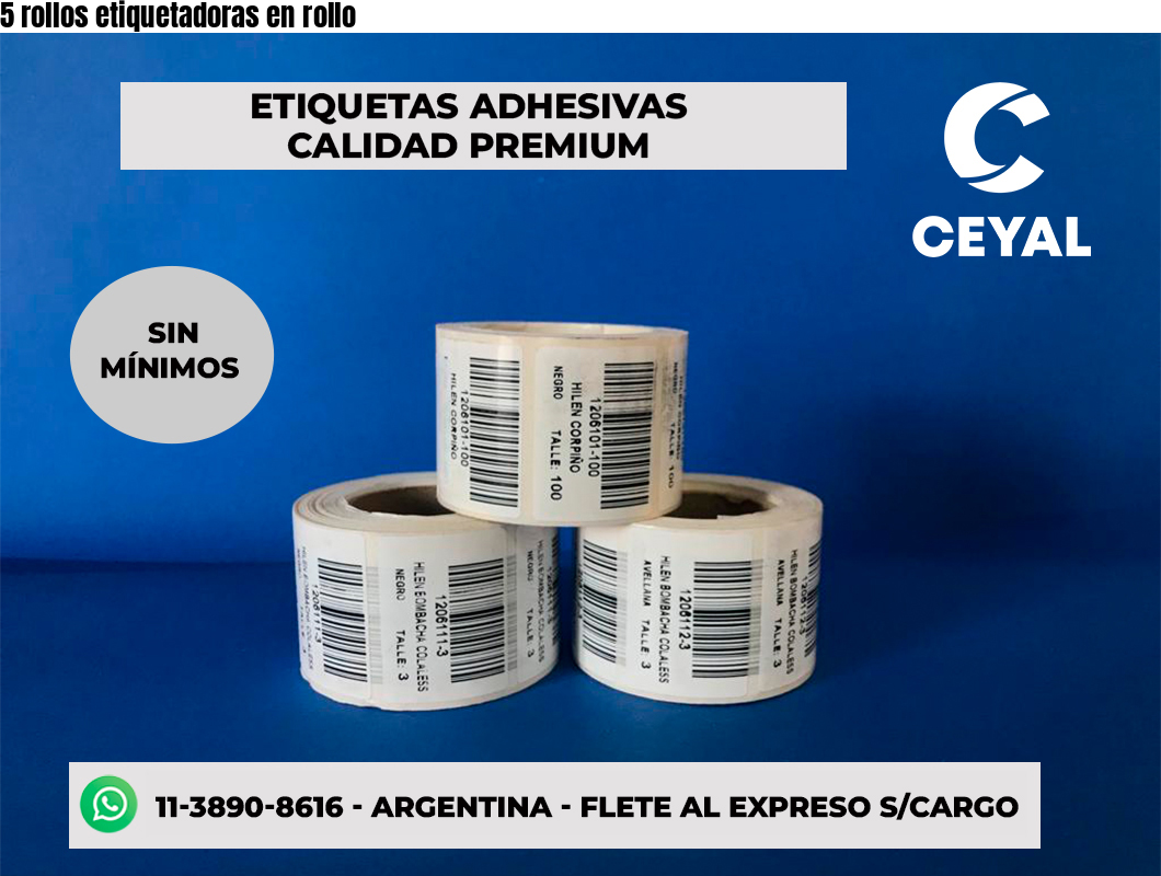 5 rollos etiquetadoras en rollo