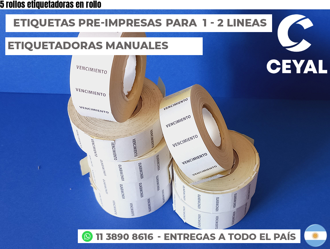 5 rollos etiquetadoras en rollo