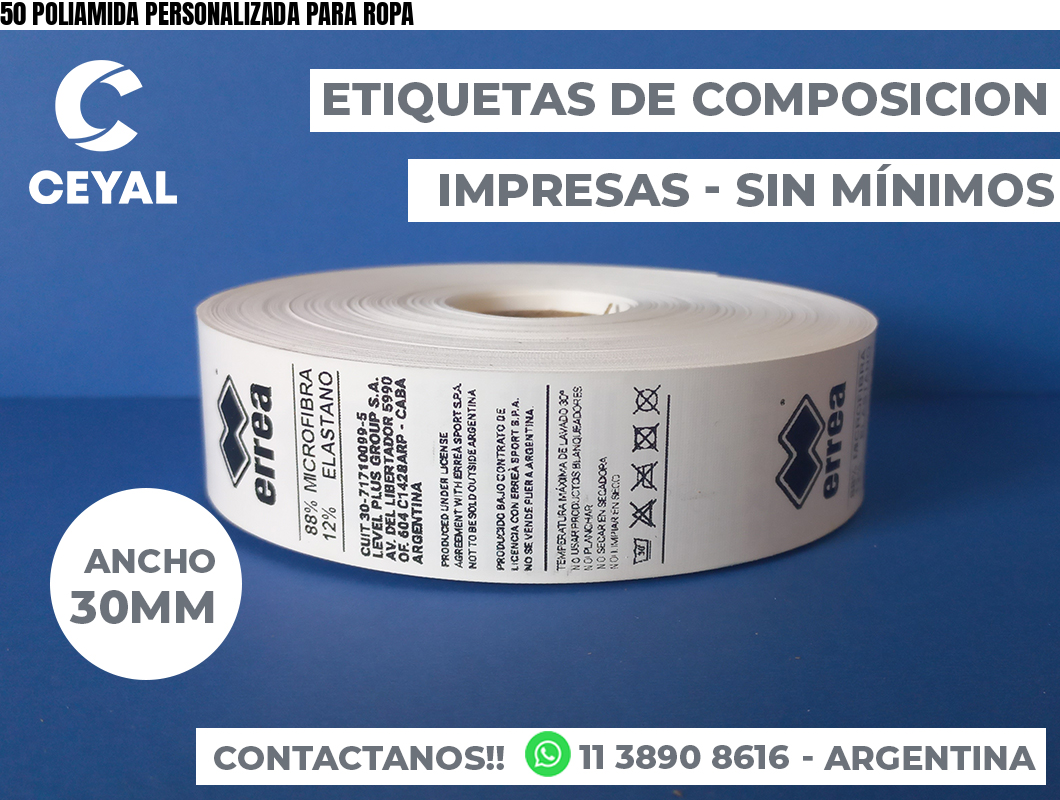 50 POLIAMIDA PERSONALIZADA PARA ROPA
