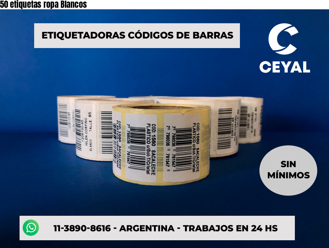 50 etiquetas ropa Blancos
