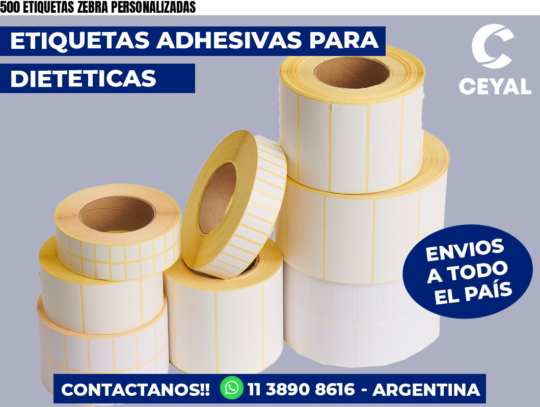 500 ETIQUETAS ZEBRA PERSONALIZADAS