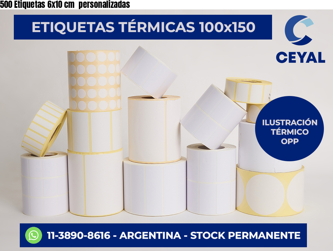 500 Etiquetas 6×10 cm  personalizadas