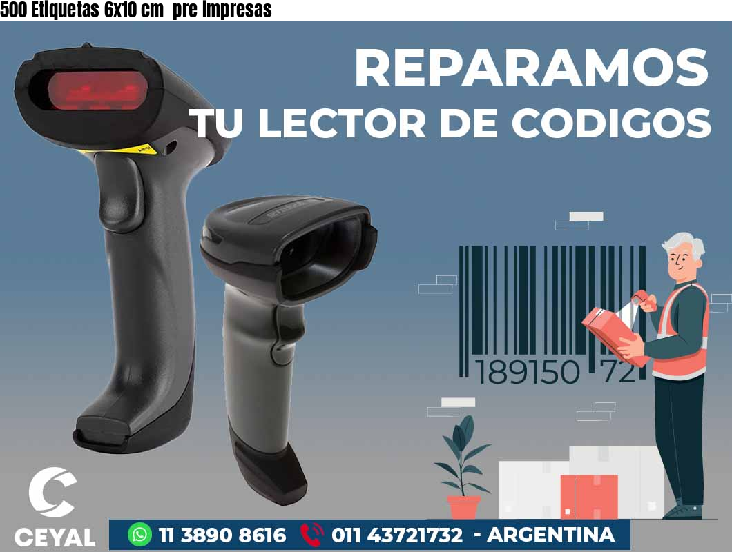 500 Etiquetas 6x10 cm  pre impresas