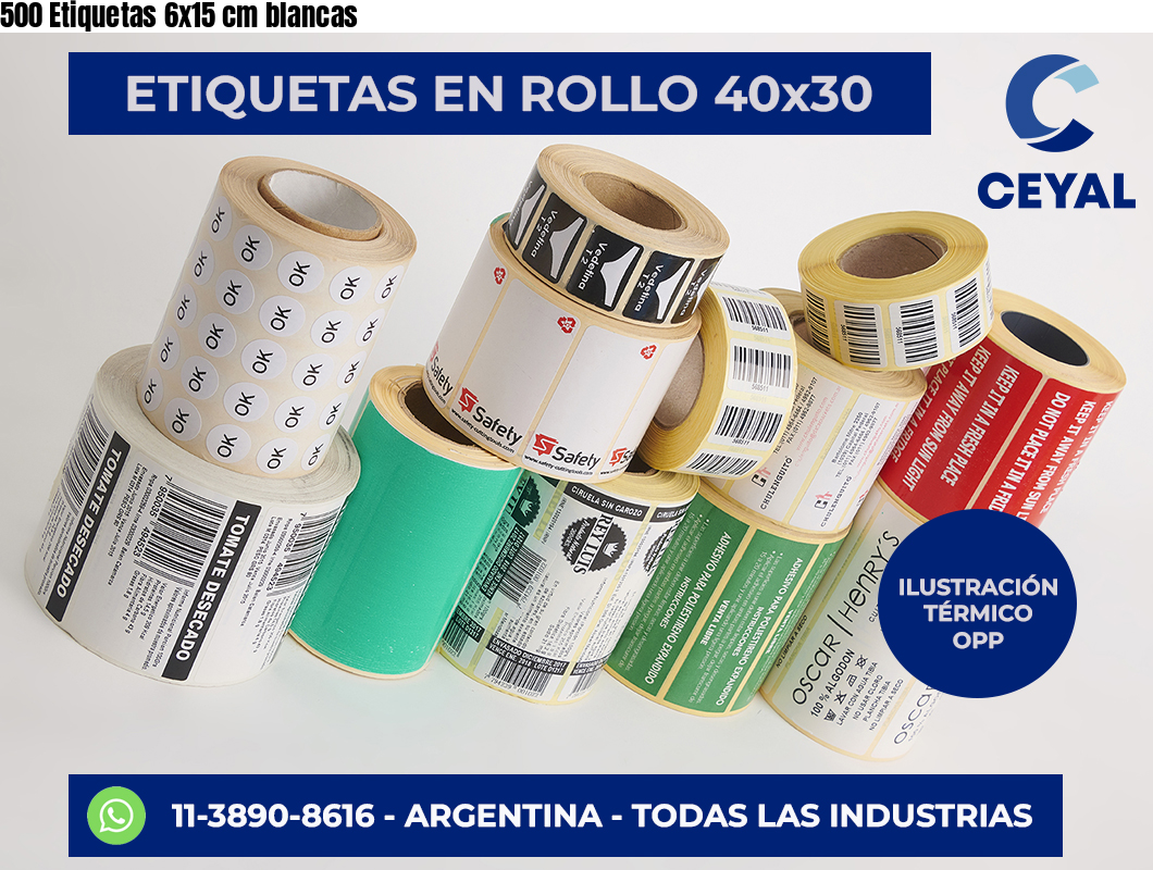 500 Etiquetas 6×15 cm blancas