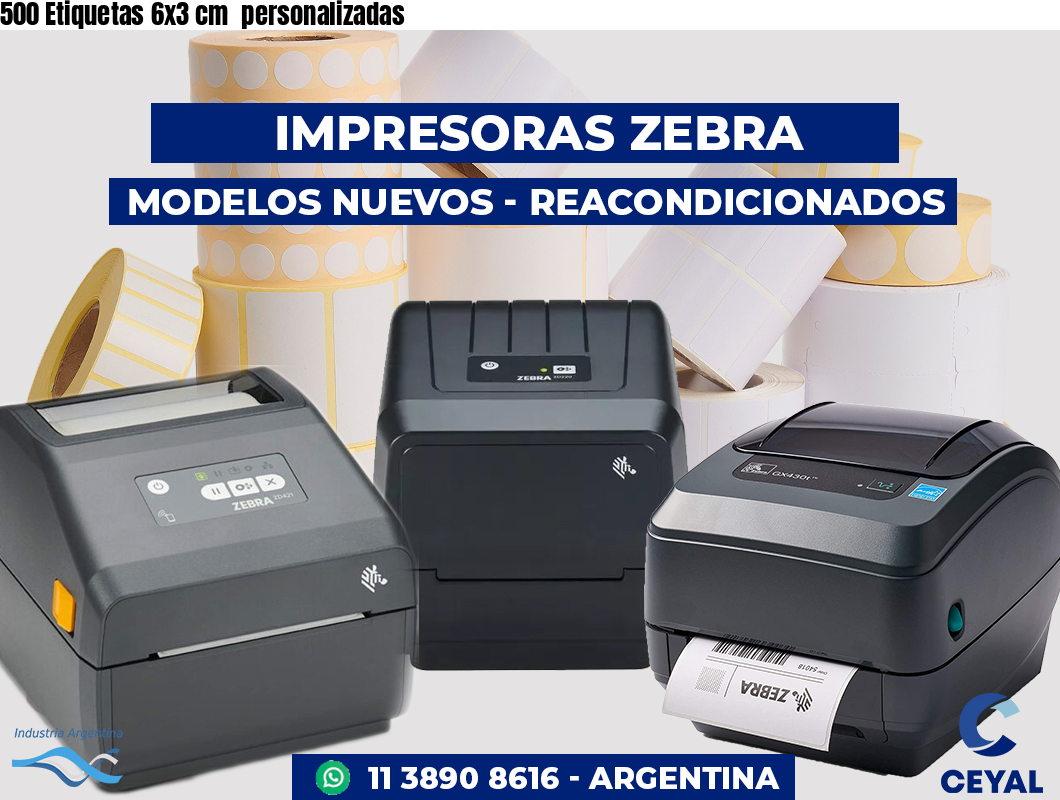 500 Etiquetas 6x3 cm  personalizadas