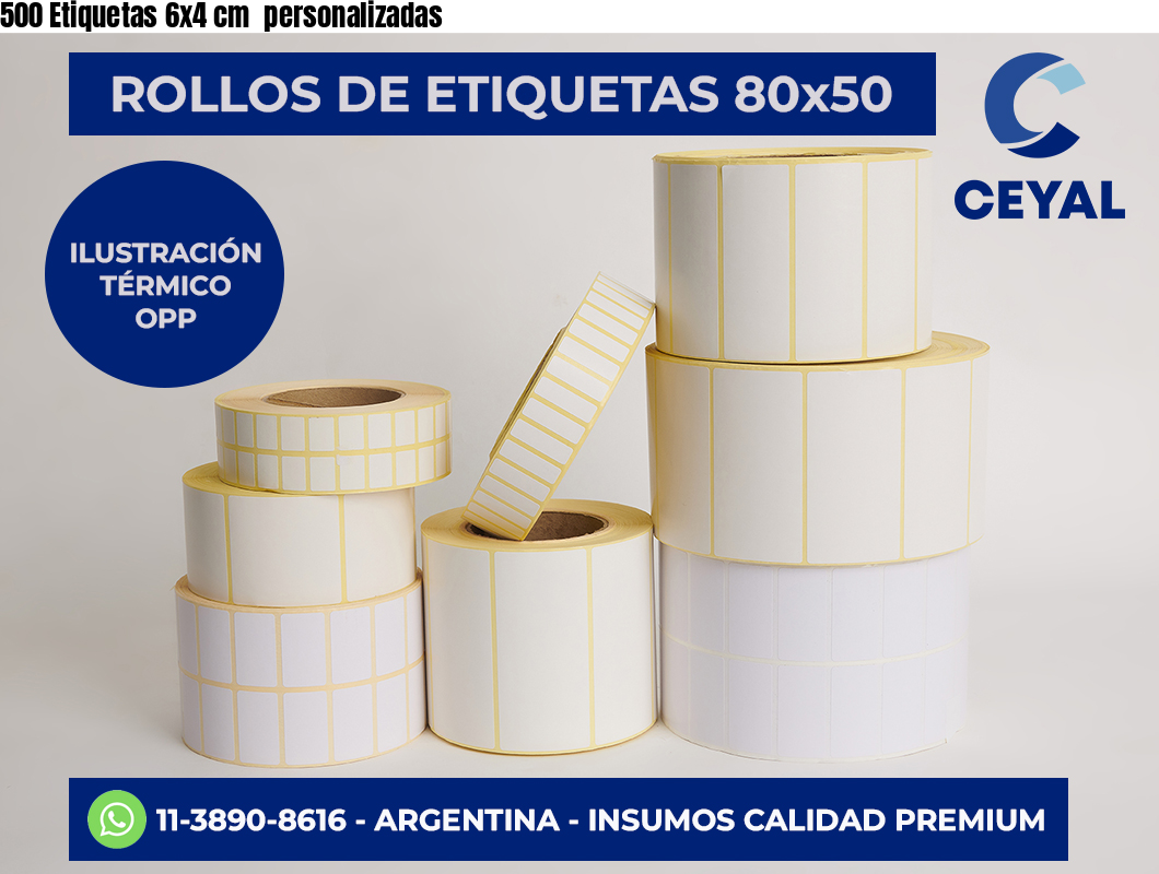 500 Etiquetas 6×4 cm  personalizadas
