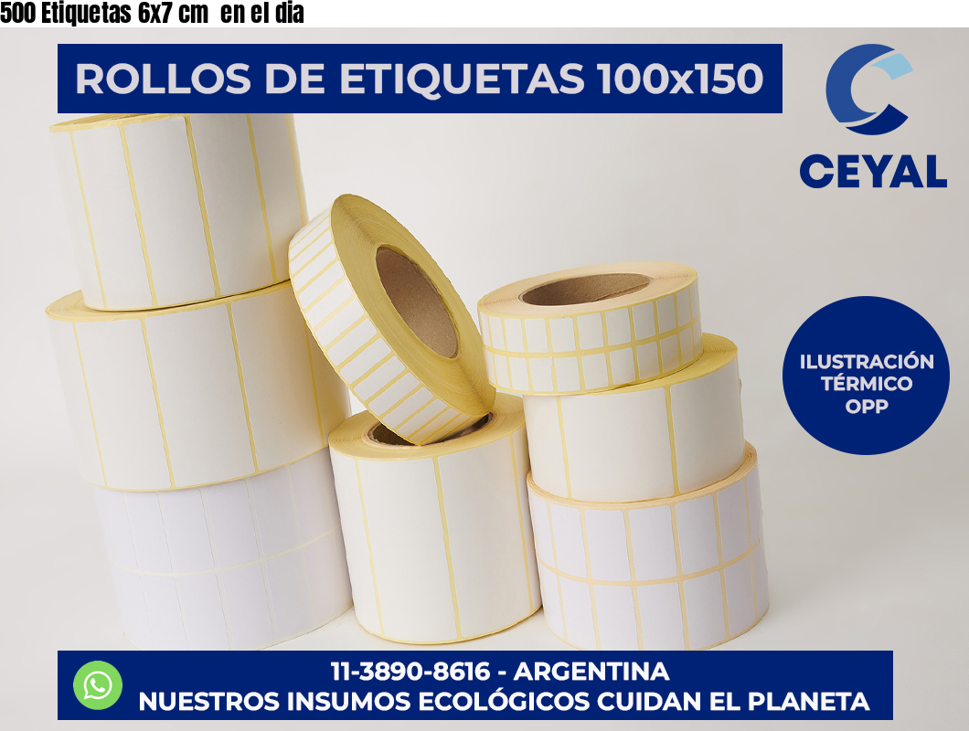 500 Etiquetas 6×7 cm  en el dia