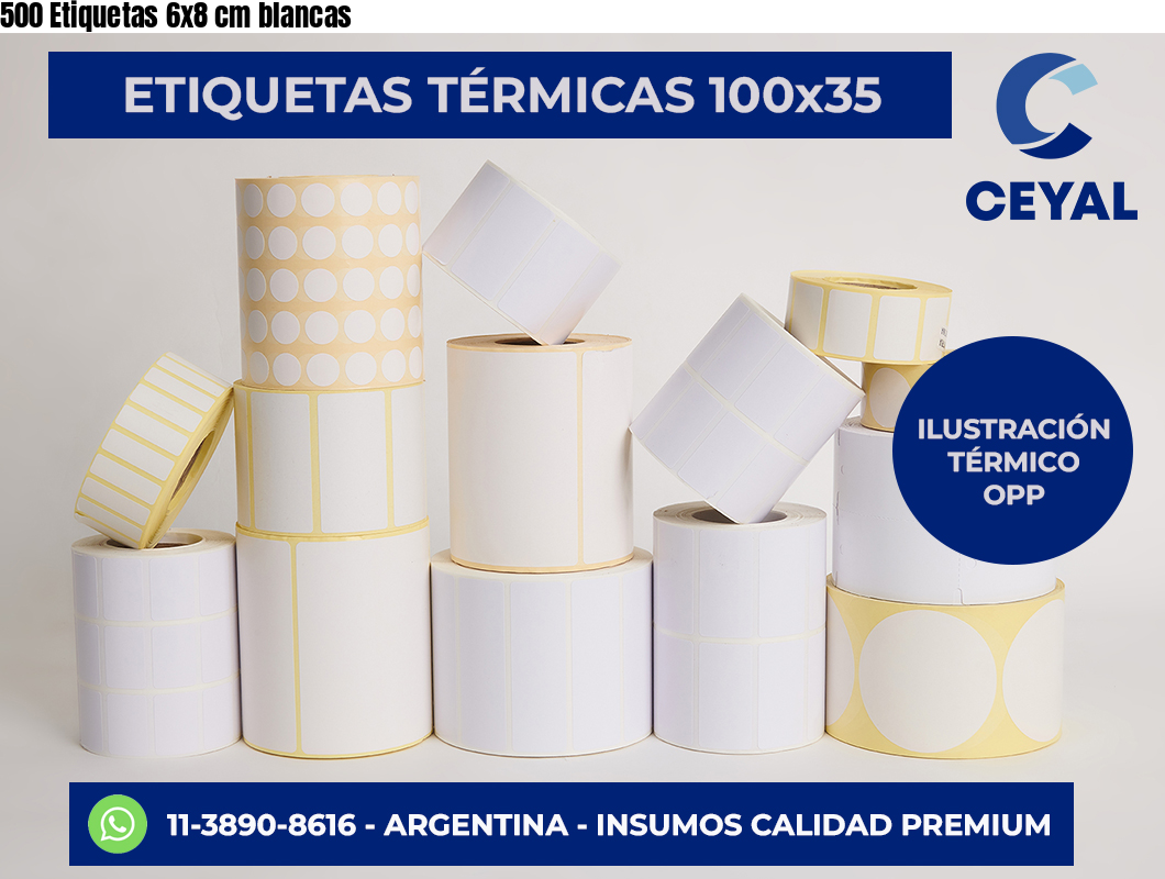 500 Etiquetas 6×8 cm blancas