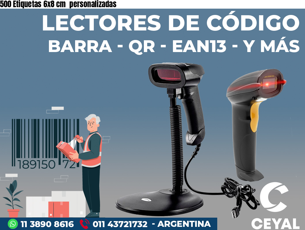 500 Etiquetas 6x8 cm  personalizadas
