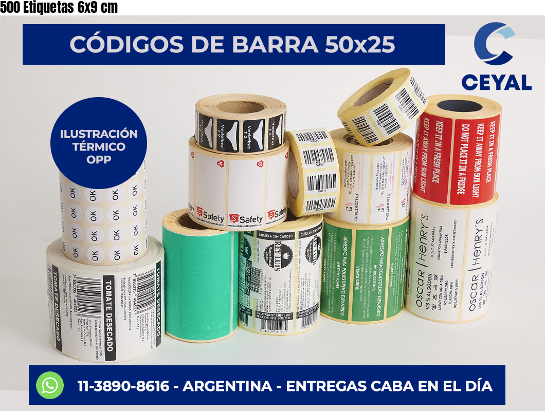 500 Etiquetas 6×9 cm